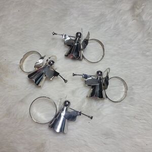 Vintage Regal Silver trumper choir angel napkin rings 4ct